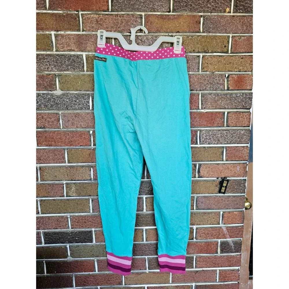 Matilda Jane Girls Race at Recess Teal Blue Ruffle Front Jogger‎ Pants Size 12